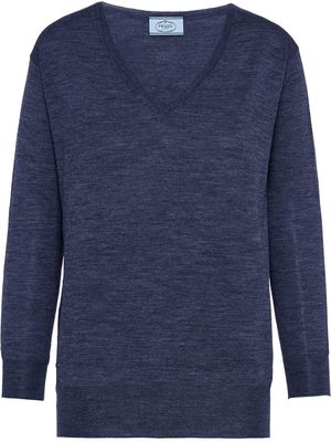 Prada V-neck three-quarter sleeves jumper - Blue