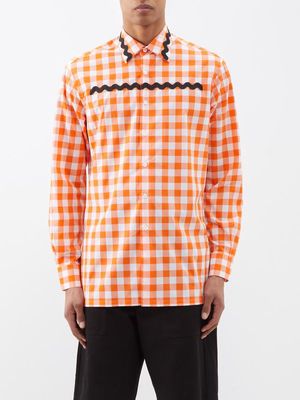 Prada - Vichy Gingham-check Cotton Shirt - Mens - Orange White