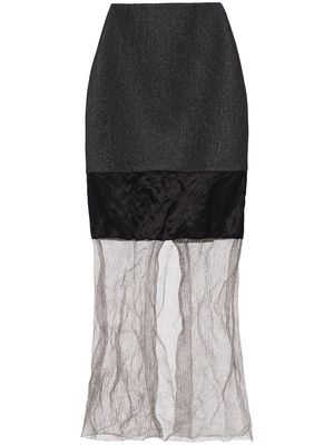 Prada wool mesh midi skirt - Grey