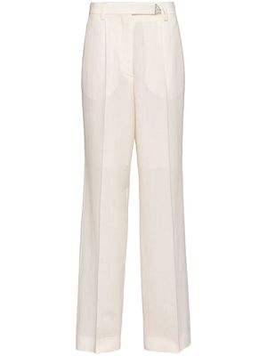 Prada wool triangle-logo flared pants - White
