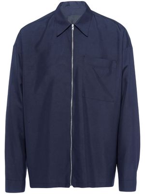 Prada zip-front silk shirt - Blue