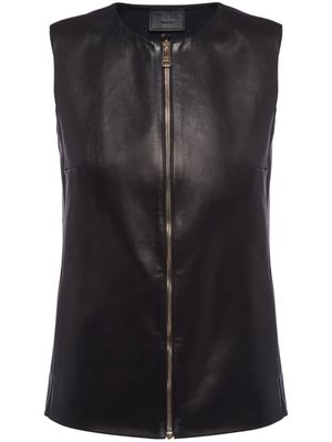Prada zip-up leather vest - Black