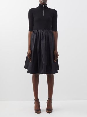 Prada - Zipped High-neck Jersey And Nylon Dress - Womens - Black