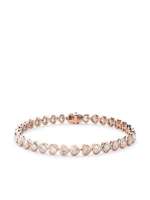 Pragnell 18kt rose gold heart shaped diamond line bracelet - Pink