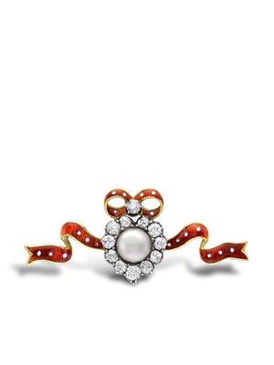 Pragnell Vintage 1891-1900 18kt yellow gold diamond and pearl brooch - Red