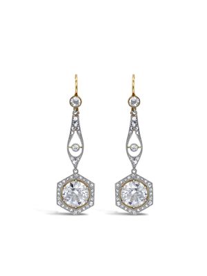 Pragnell Vintage 1891-1900 platinum and 18kt yellow gold diamond drop earrings