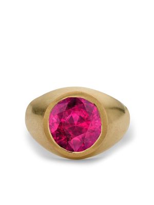 Pragnell Vintage 18kt yellow gold Contemporary Old Cut pink sapphire signet style ring