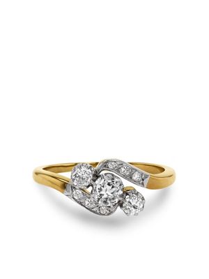 Pragnell Vintage 18kt yellow gold diagonal diamond ring