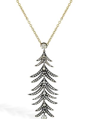 Pragnell Vintage 18kt yellow gold leaf diamond pendant necklace