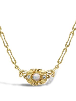 Pragnell Vintage Art Nouveau 18kt yellow gold opal and diamond necklace