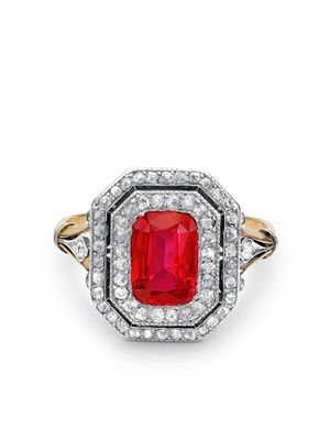 Pragnell Vintage Edwardian 18kt yellow gold and platinum ruby and diamond ring