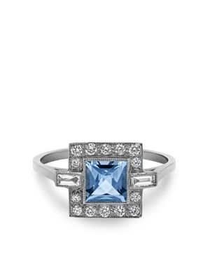 Pragnell Vintage platinum aquamarine and diamond ring - Silver