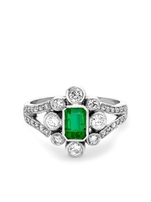 Pragnell Vintage platinum Cluster emerald and diamond ring - Silver