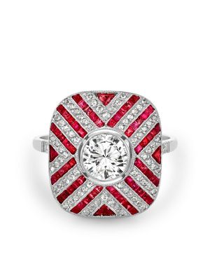 Pragnell Vintage platinum diamond and ruby ring - Silver