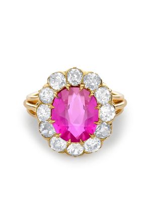 Pragnell Vintage yellow gold Victorian Burmese pink sapphire cluster ring