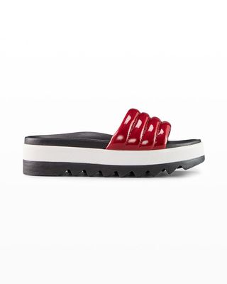 Prato Patent Flat Slide Sandals