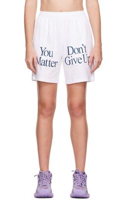 Praying SSENSE Exclusive White 'Don't Give Up' Shorts