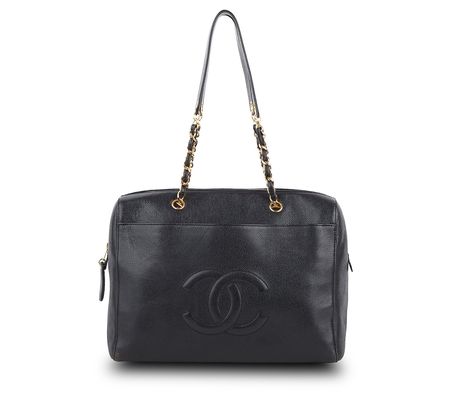 Pre-Owned Chanel CC Dome Caviar Black Tote Bag