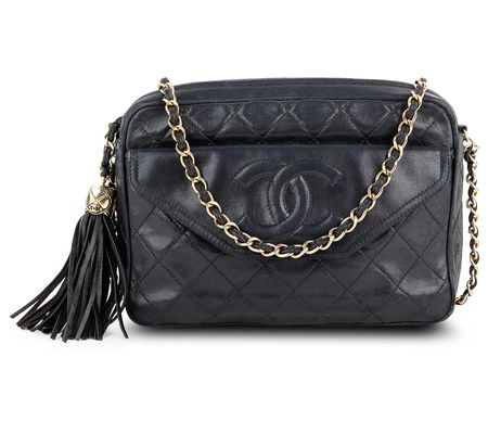 Pre-Owned Chanel CC Flap Tassel Black Lambskin mera Bag