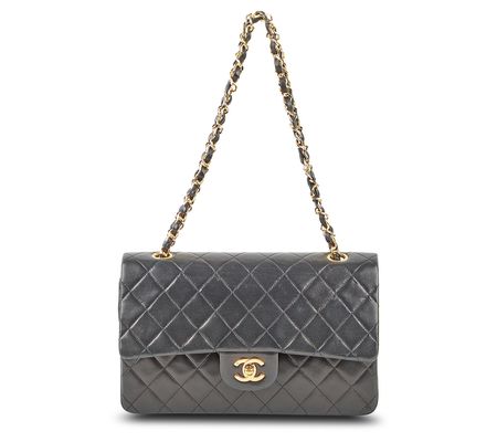 Pre-Owned Chanel Classic Double Flap GHW Medium Lambskin Black