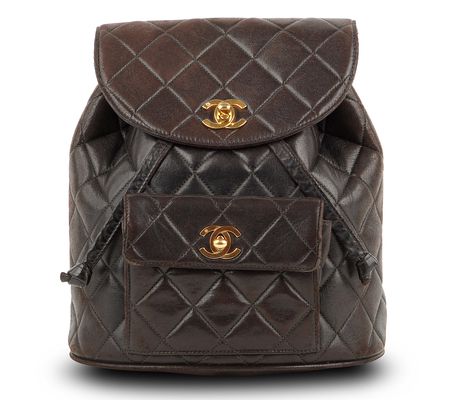 Pre-Owned Chanel Classic Turnlock Backpack Lamb skin Black