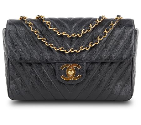 Pre-Owned Chanel XL Caviar Quilted Maxi Single lap Bag
