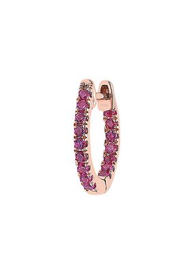 Précieuse 18K Rose Gold & Ruby Single Hoop Earring
