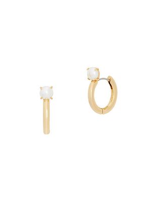 Precious Delights Gold-Plated & Glass Pearl Huggie Hoop Earrings