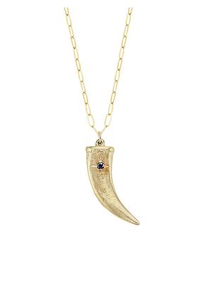 Precious Goldtone & Blue Sapphire Claw Pendant Necklace