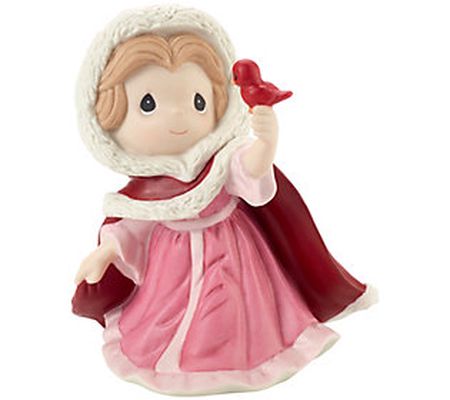 Precious Moments Disney Belle In Winter Dress F igurine