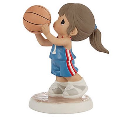 Precious Moments' Girl Playing Basketball Med S kin - Dark Hair