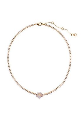 Precious Pansy Gold-Plated, Cubic Zirconia & Mother-Of-Pearl Tennis Necklace