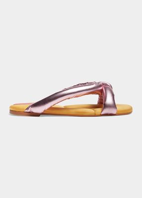 Precious Puffy Leather Slide Sandals