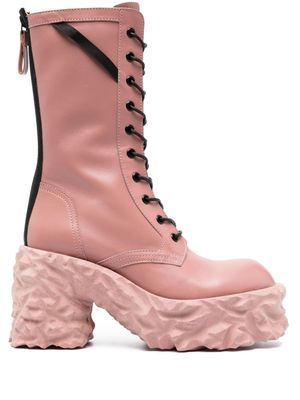 Premiata 100mm sculpted-sole leather boots - Pink