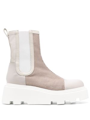 Premiata mesh-panelling leather ankle boots - Neutrals