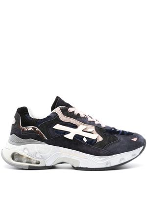 Premiata Sharky logo-embossed leather sneakers - Blue