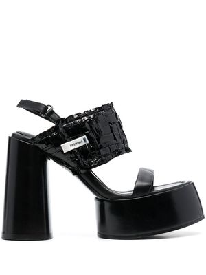 Premiata sling back leather platform sandals - Black