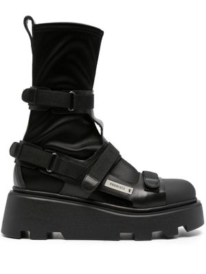 Premiata touch-strap chunky-sole boots - Black