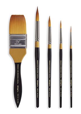Premium 5-Piece Original Gold Wood Handle Brush Set