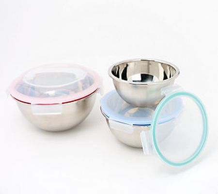 Prepology 3-Pc Microwave Safe Stainless Steel Mixing Bowls