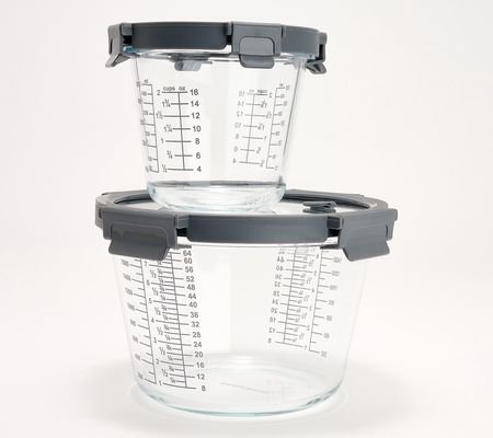 Prepology Set of 2 Glass Measuring Bowls With Lids