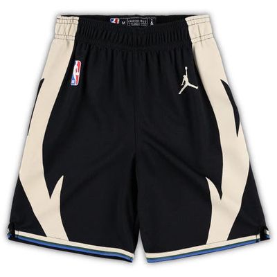 Preschool Jordan Brand Black Milwaukee Bucks Statement Edition Team Replica Shorts