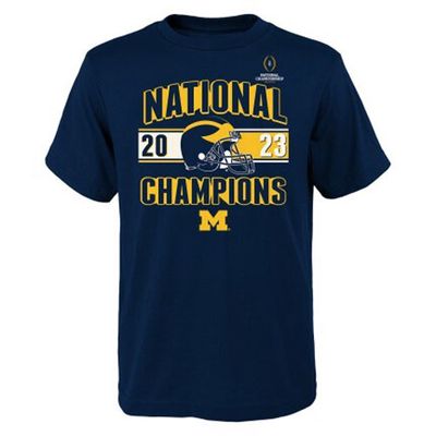 Preschool Navy Michigan Wolverines College Football Playoff 2023 National Champions T-Shirt
