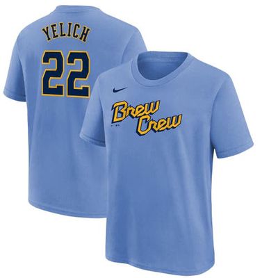 Preschool Nike Christian Yelich Powder Blue Milwaukee Brewers 2022 City Connect Name & Number T-Shirt