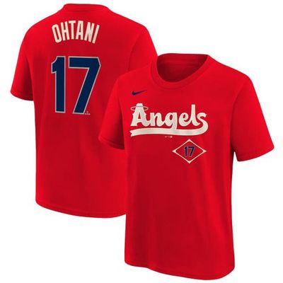 Preschool Nike Shohei Ohtani Red Los Angeles Angels 2022 City Connect Name & Number T-Shirt
