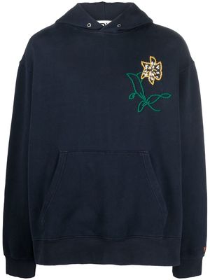PRESIDENT'S embroidered-logo long-sleeve hoodie - Blue