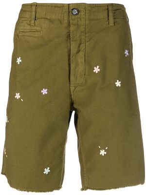 PRESIDENT'S floral-embroidered denim shorts - Green