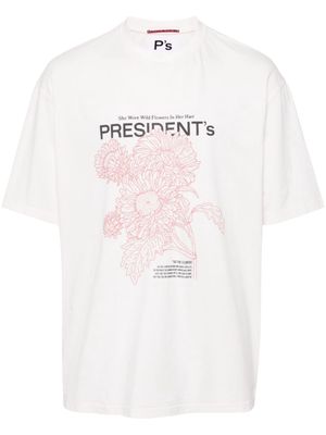 PRESIDENT'S floral-print cotton T-shirt - Neutrals