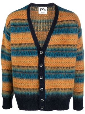 PRESIDENT'S intarsia-knit V-neck cardigan - Blue