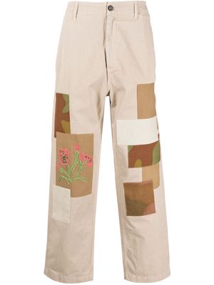 PRESIDENT'S patchwork-design trousers - Brown